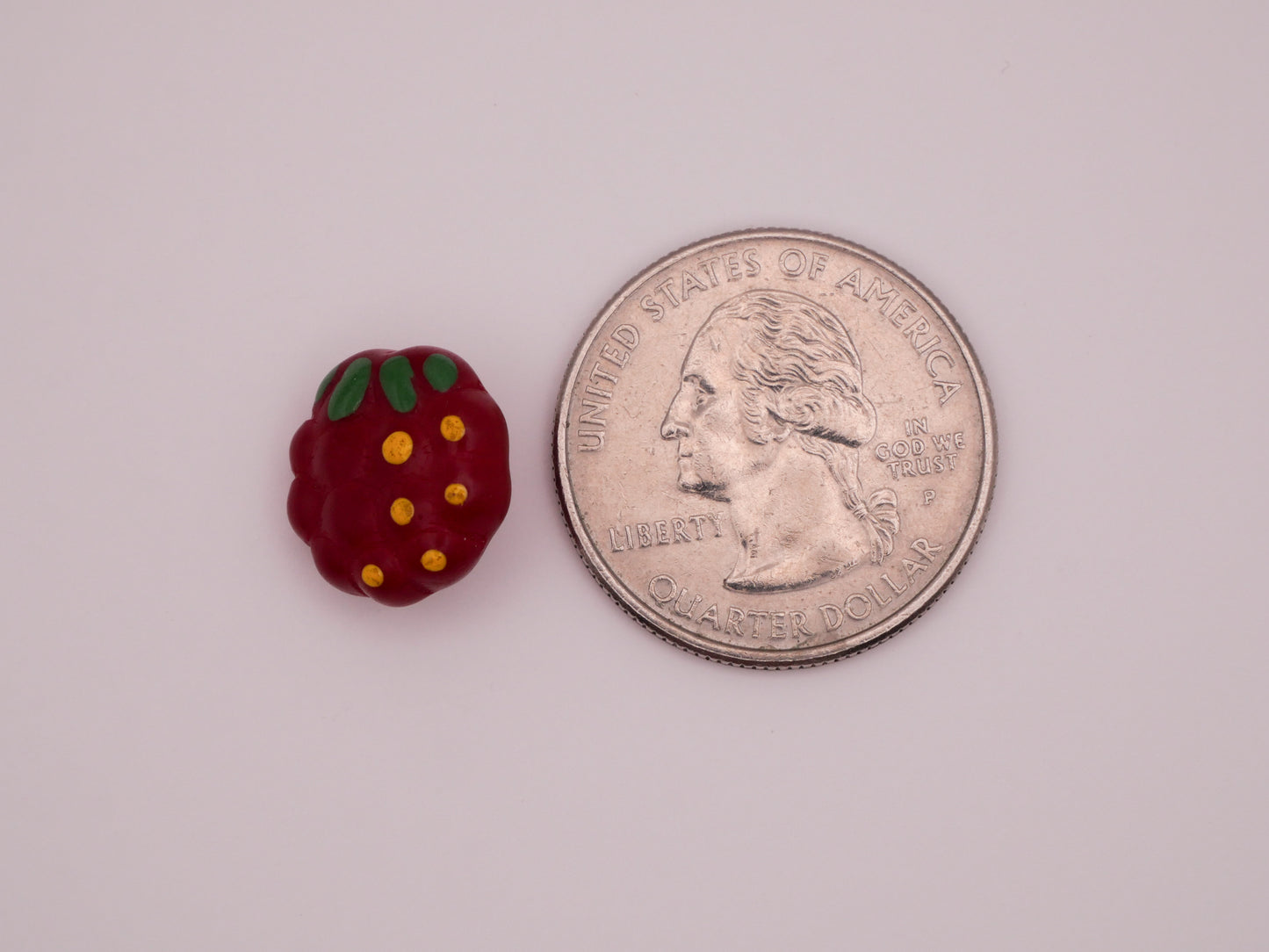 Raspberry Fruit Hand-Painted Vintage Glass Button 14mm