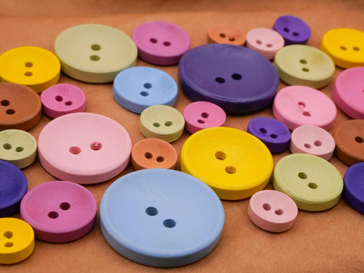 Jewel Colors Wood Set of Thirty-Five Buttons 10-25mm