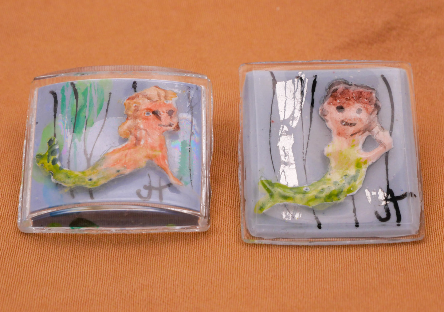 Mermaid Joyce Hendrickson Watch Crystal Glass Studio Button Various 22-26mm