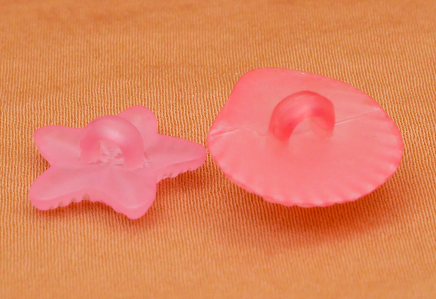 Starfish Shell Pink Plastic Set of Three Buttons Various 13-16mm