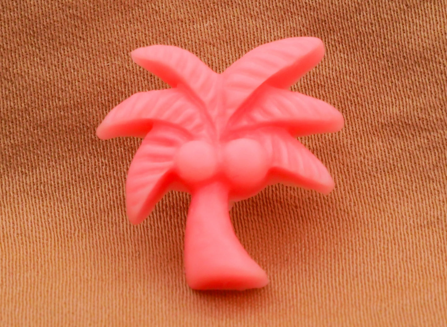 Palm Tree Coconut Coral Pink Plastic Set of Two Buttons 18mm