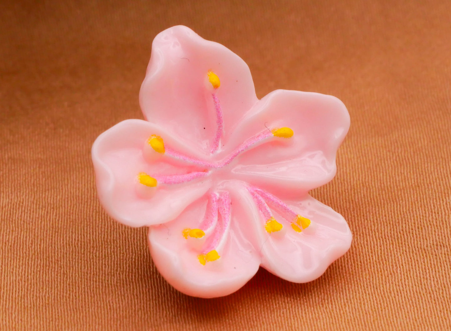 Hibiscus Flower Pale Pink Plastic Set of Two Buttons 21x23mm