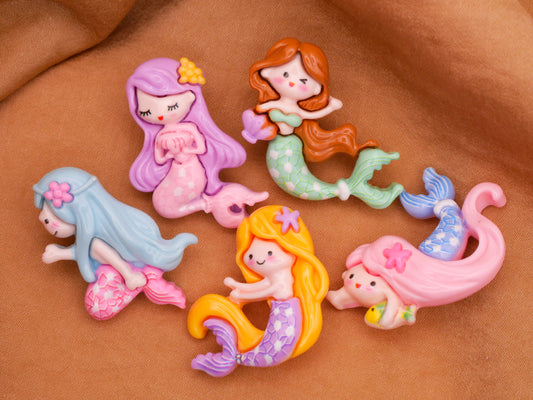 Mermaid Girls Plastic Set of Five Kids Buttons 23-32mm