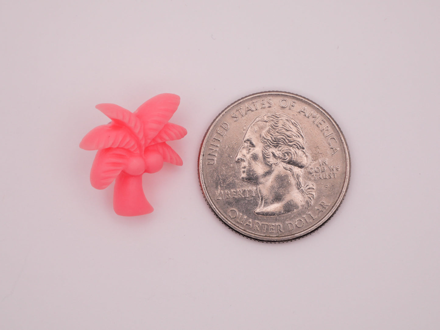 Palm Tree Coconut Coral Pink Plastic Set of Two Buttons 18mm