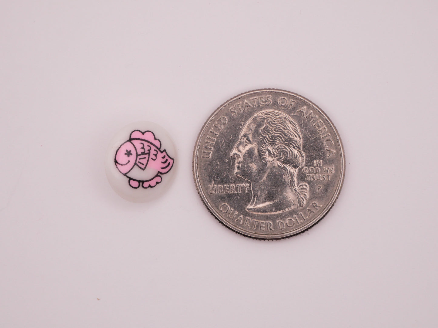 Fish Pink Vintage Plastic Button 13mm