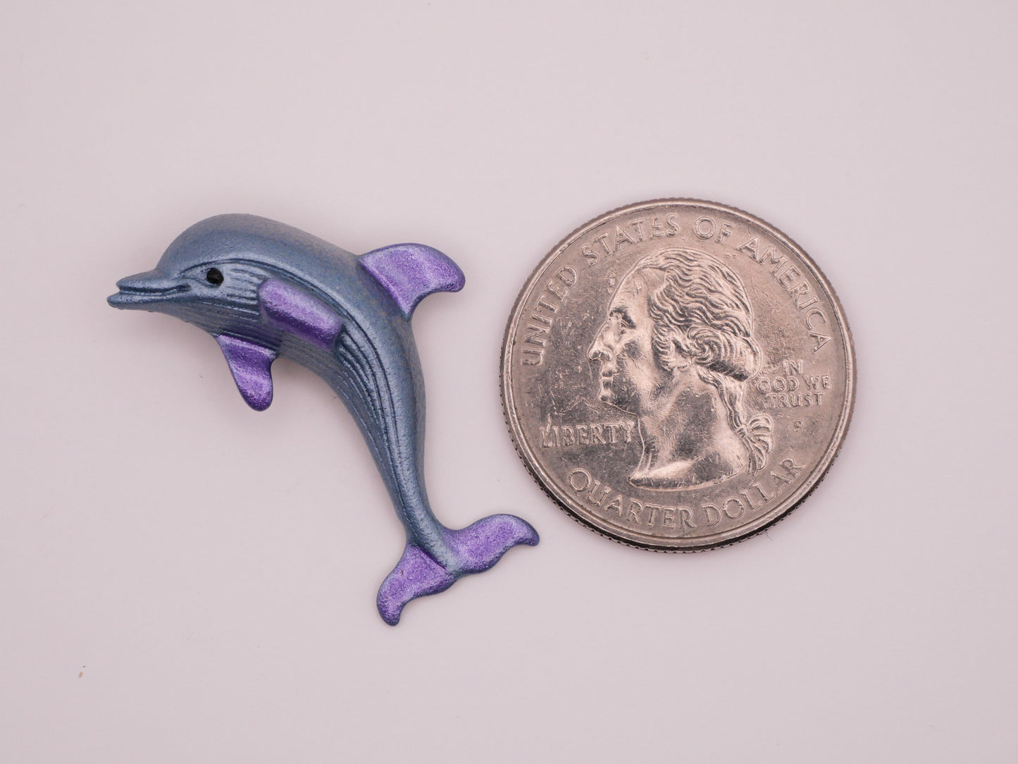 Dolphin Blue Purple Hand-Painted Metal Button 26x31mm