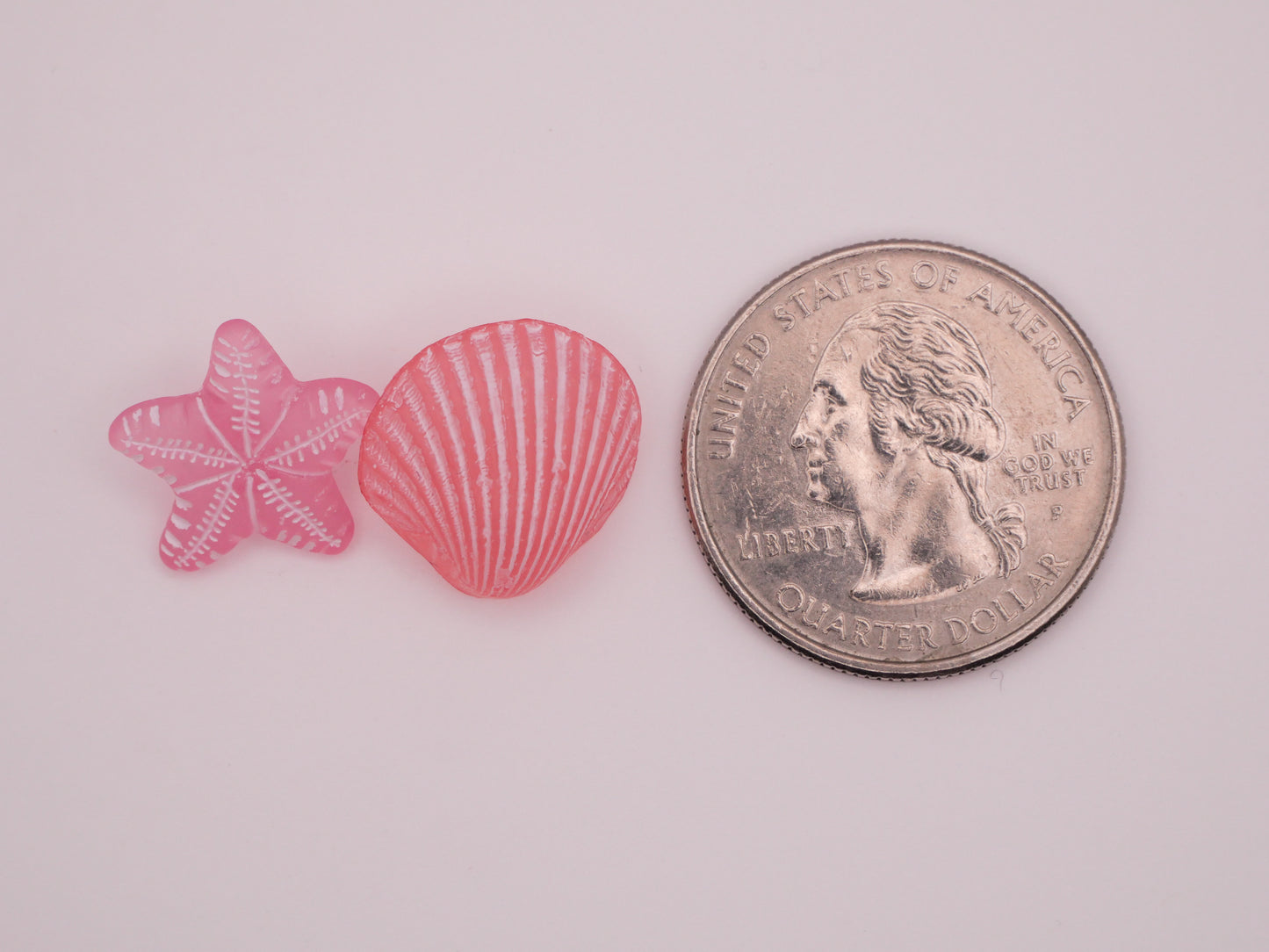 Starfish Shell Pink Plastic Set of Three Buttons Various 13-16mm