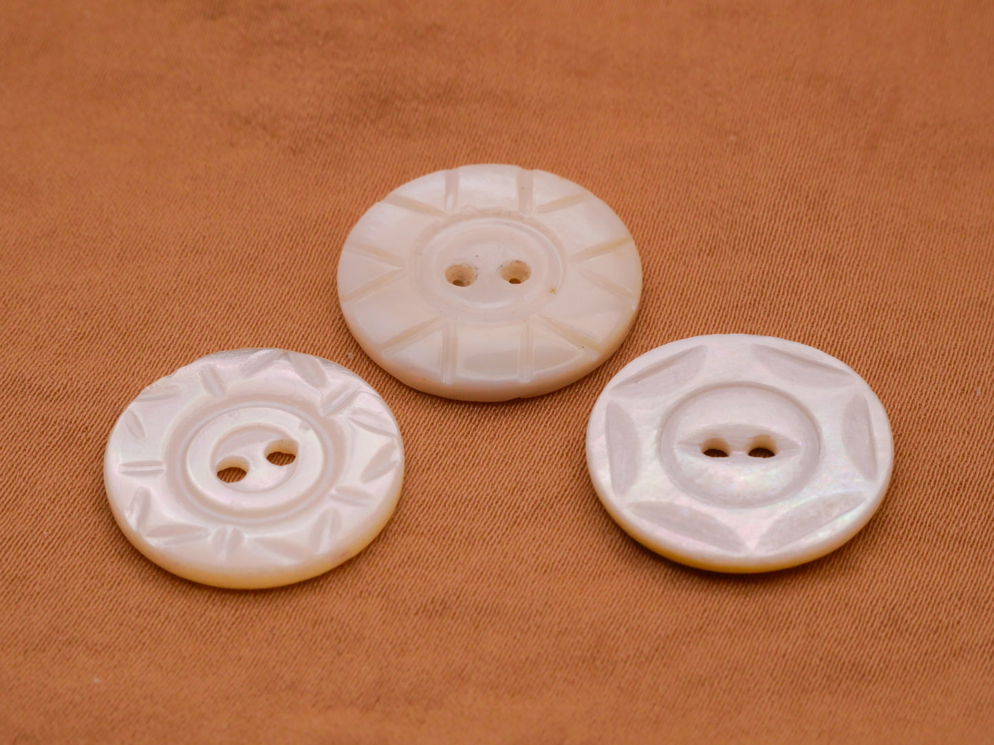 Sun Carved Mother of Pearl Vintage Button Various 18-19mm