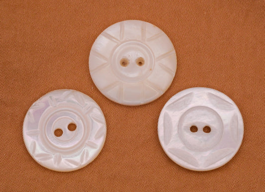 Sun Carved Mother of Pearl Vintage Button Various 18-19mm