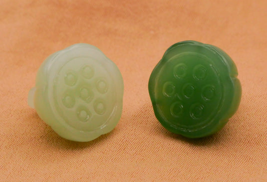 Lotus Seed Pod Imitation Jade Stone Set of Three Buttons Various 13mm