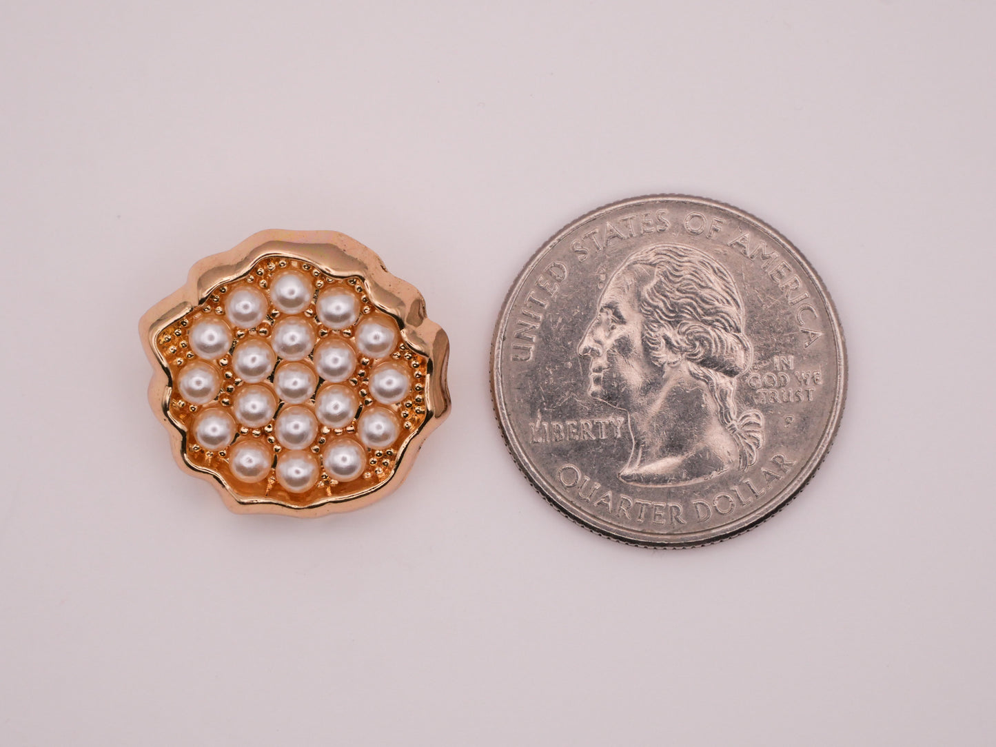 Lotus Seed Pod Pearl Gold Metal Button 20mm