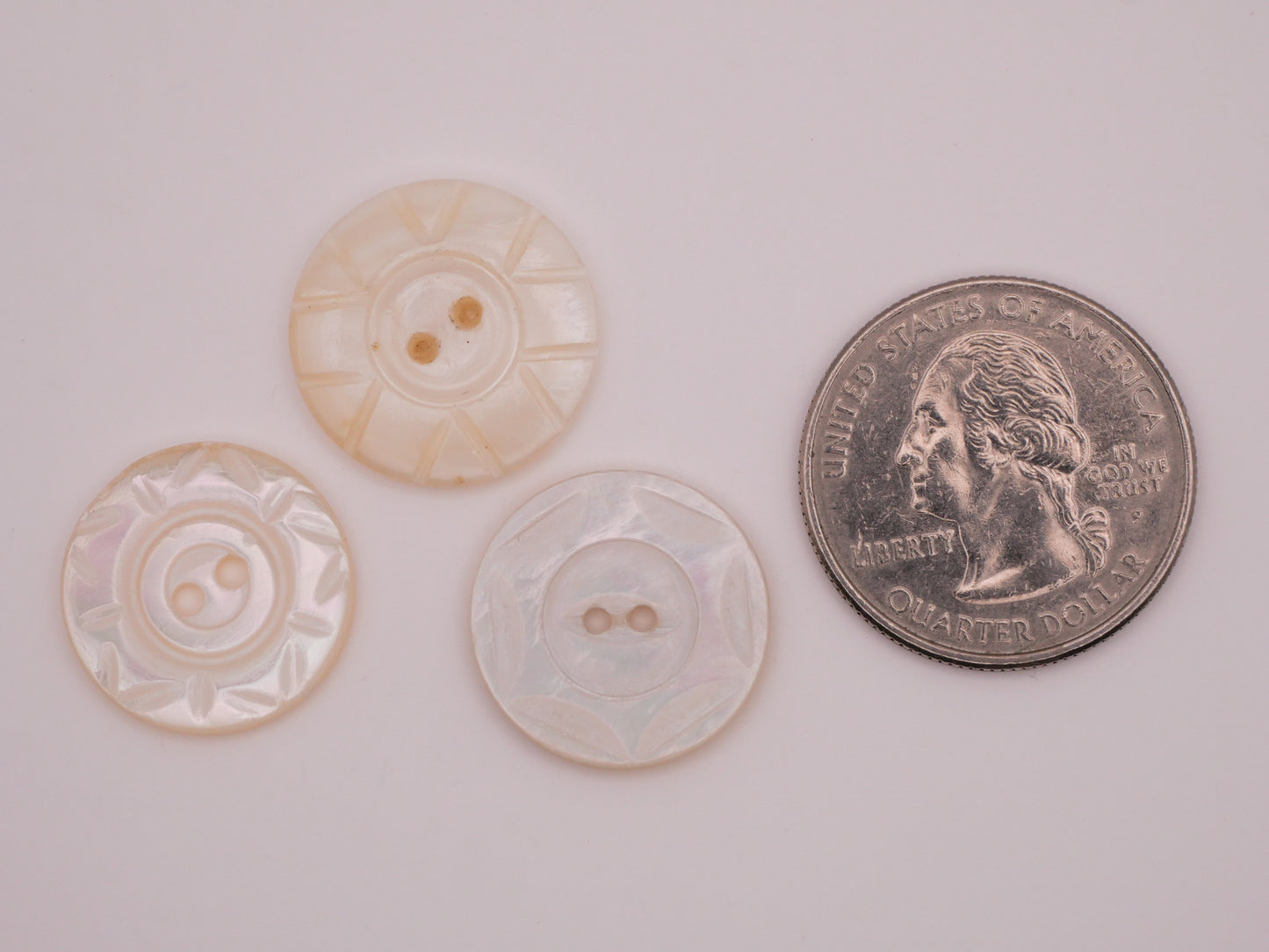 Sun Carved Mother of Pearl Vintage Button Various 18-19mm