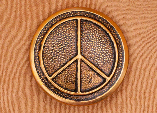 Peace Sign Bronze Metal Vintage Button 19mm