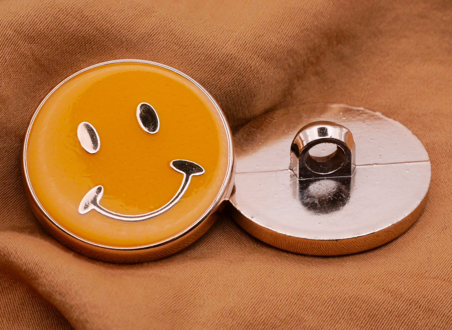 Smiley Face Yellow Pink Plastic Button Various 26mm