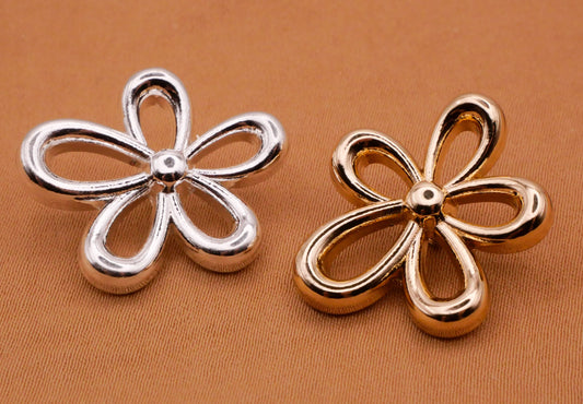 Flower Bubbly Groovy Silver Gold Metal Button Various 20x23mm