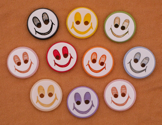 Smiley Face Colorful Plastic Set of Ten Buttons 12mm