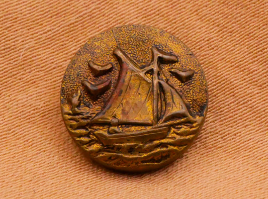 Sailing Ship Sailboat Nautical Paris Back Mark Antique Metal Picture Button 12mm