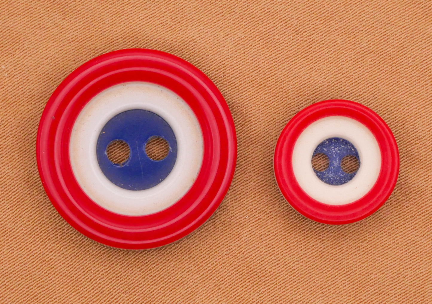 Patriotic Red White Blue Vintage Layered Plastic Pair of Buttons Various 12-19mm