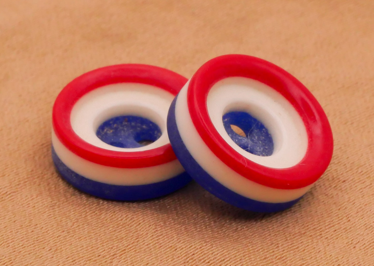 Patriotic Red White Blue Vintage Layered Plastic Pair of Buttons Various 12-19mm