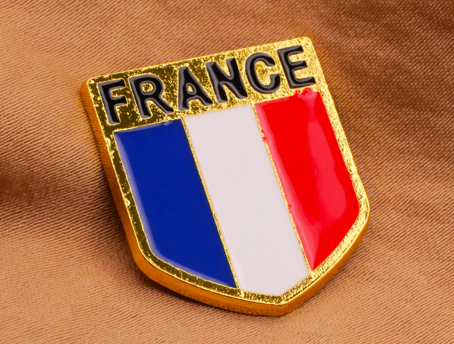 France French Flag Verbal Enamel Metal Button 21x25mm