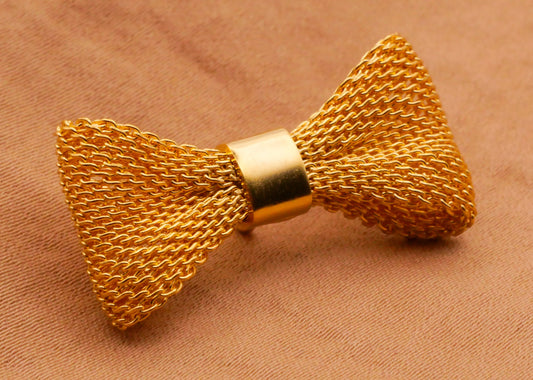 Bow Mesh Gold Metal Vintage Button 16x30mm