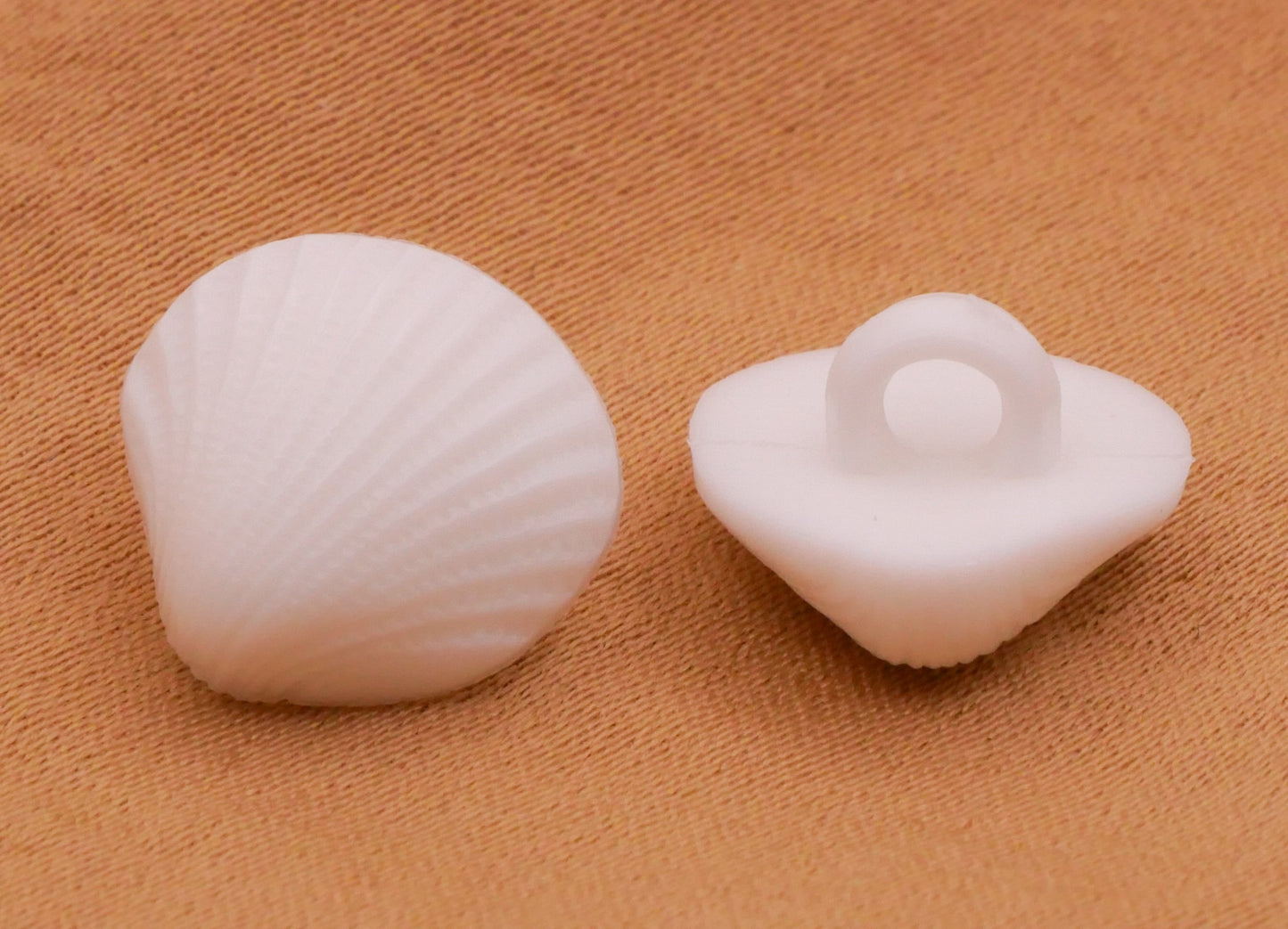 Shell White Plastic Set of Five Buttons 13mm