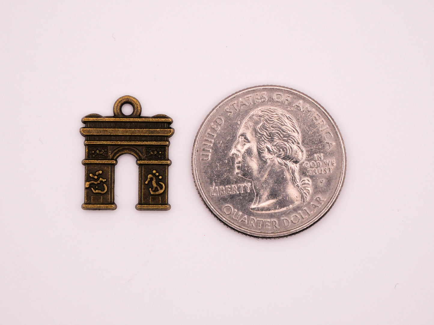 Arc de Triomphe Paris France Bronze Metal Set of Three Charms Embellishments 15x18mm