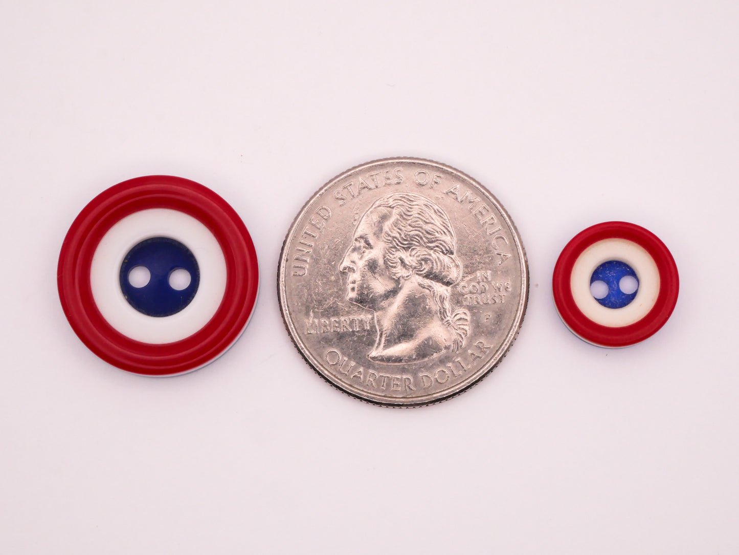 Patriotic Red White Blue Vintage Layered Plastic Pair of Buttons Various 12-19mm