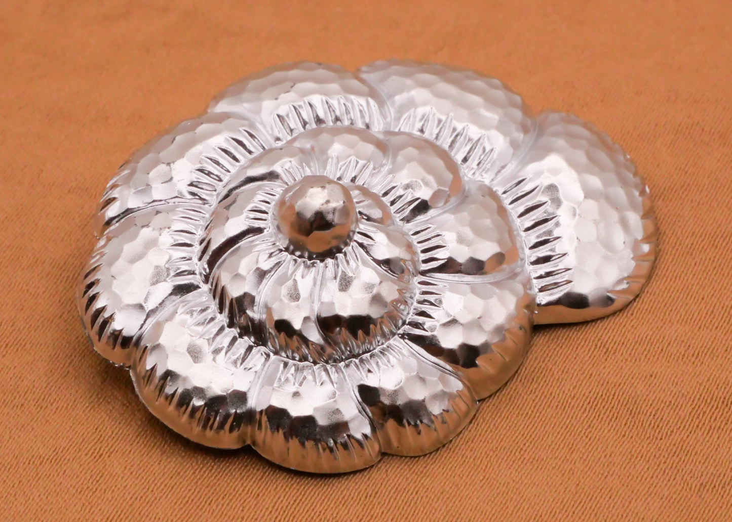 Nautilus Silver Metallic Vintage Plastic Large Button 30x40mm