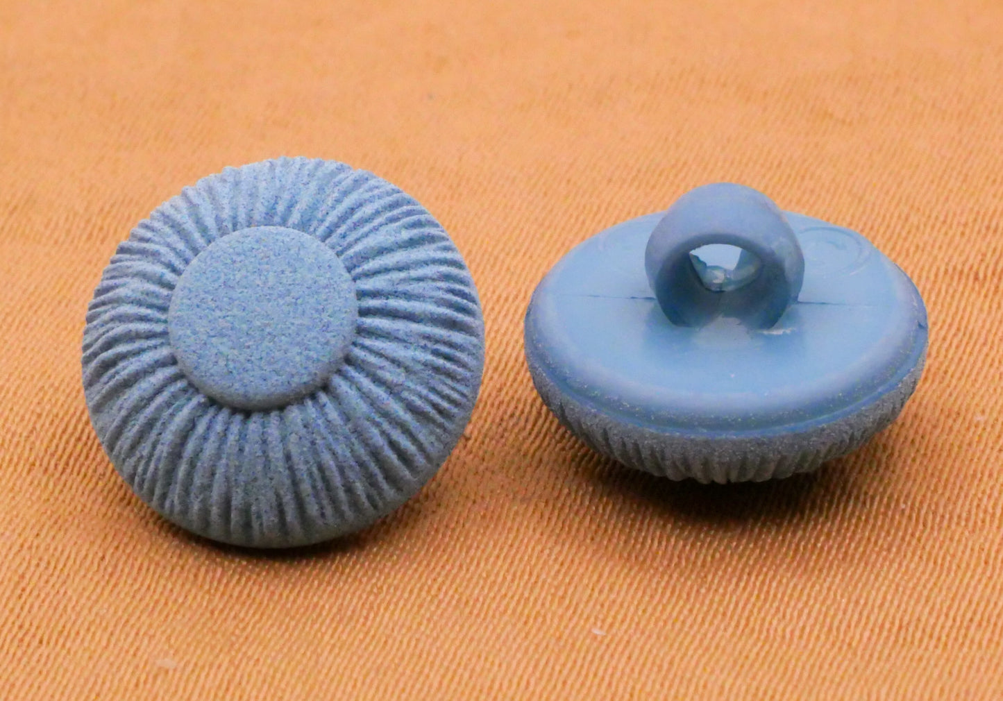 Baby Blue Looks Like Fabric Sea Urchin Vintage Plastic Set of Three Buttons 13mm