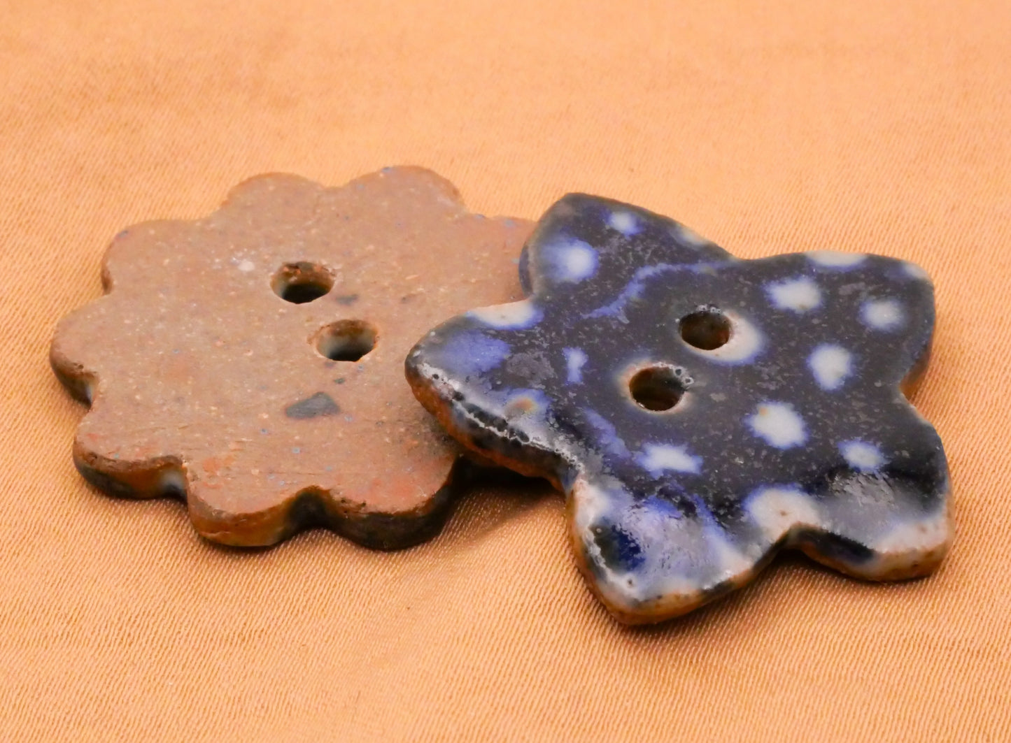 Cobalt Blue Glaze Ceramic Heart Flower Star Circle Button Various 23-31mm