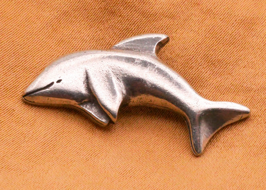 Dolphin Danforth Pewter Back Mark Metal Button 16x31mm