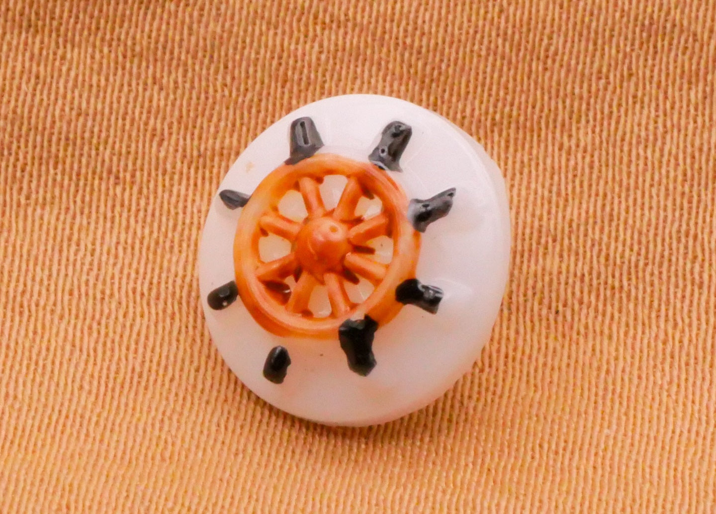 Ships Wheel Hand-Painted Glass Set of Three Buttons 11mm