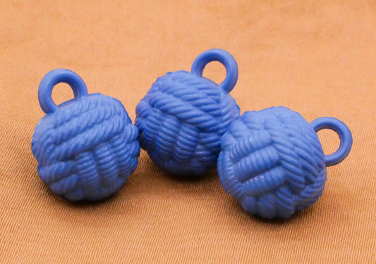 Knot Rope Monkeys Fist Blue Plastic Set of Three Buttons 13mm