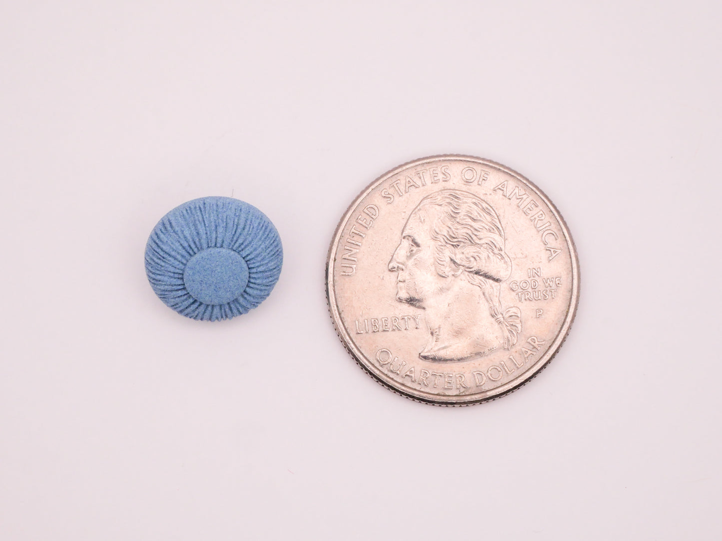 Baby Blue Looks Like Fabric Sea Urchin Vintage Plastic Set of Three Buttons 13mm