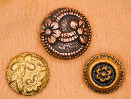 Flower Copper Bronze Gold Metal Button Various 22-28mm