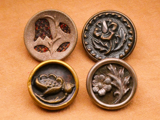 Flower Poppy Steel Cut Perfume Victorian Metal Button Various 14-16mm