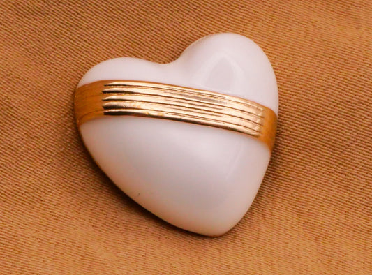 Heart White Enamel Gold Belt Band Metal Button 18mm