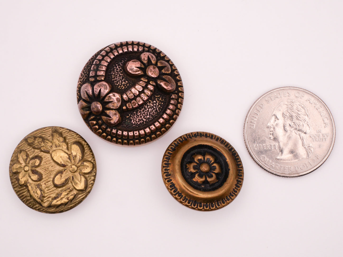 Flower Copper Bronze Gold Metal Button Various 22-28mm