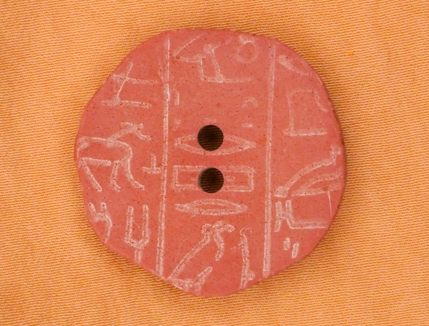 Hieroglyphs Hieroglyphic Egyptian Carved Clay Look Plastic Button 27mm