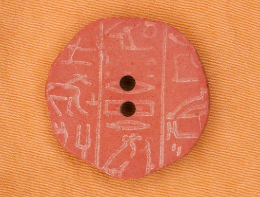 Hieroglyphs Hieroglyphic Egyptian Carved Clay Look Plastic Button 27mm