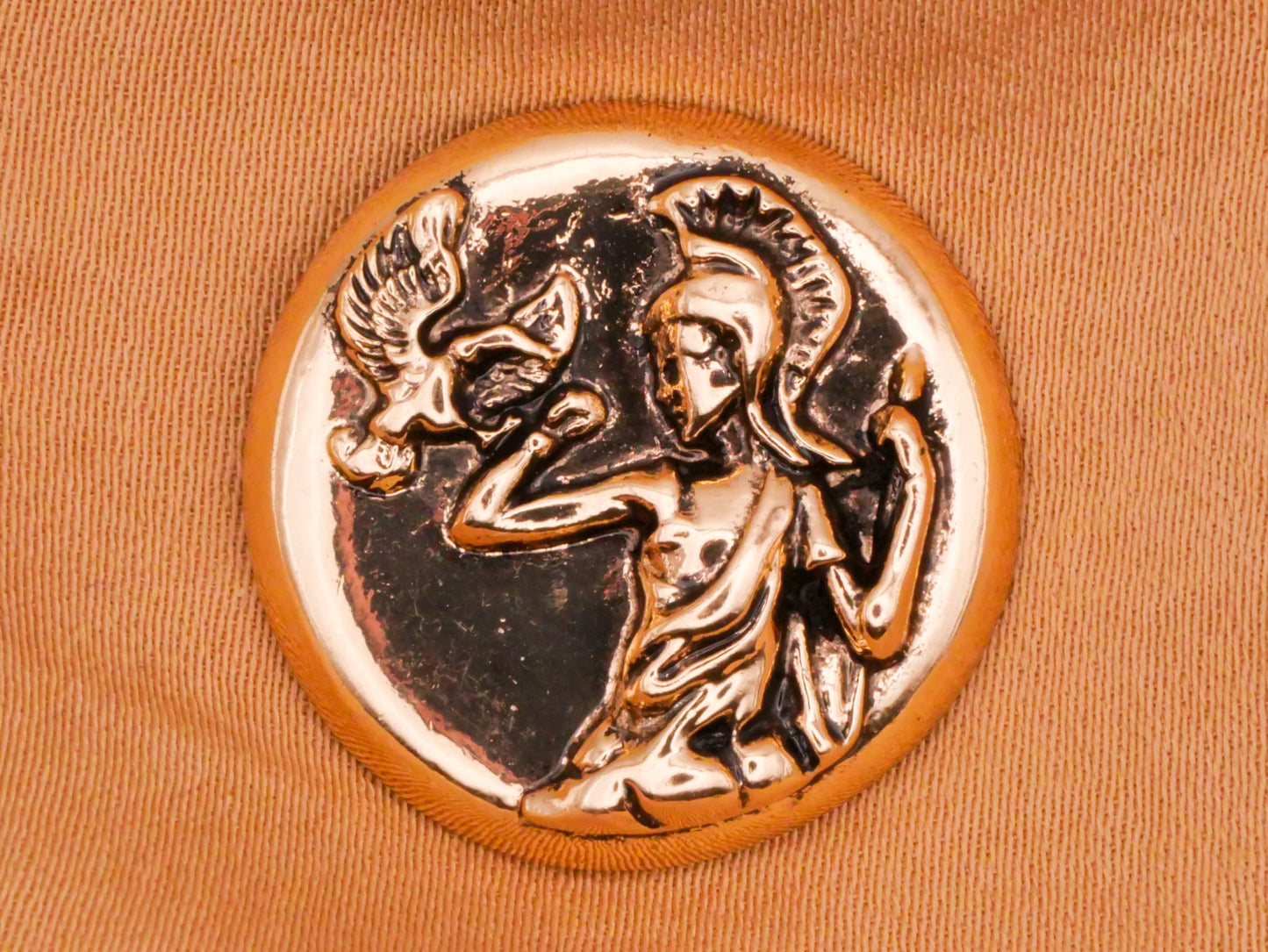 Greek Roman God Soldier Bird Gold Metal Button 22mm