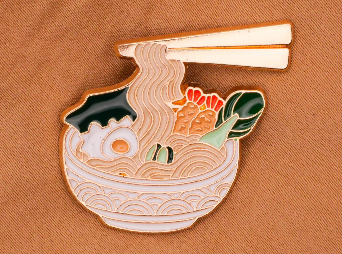 Ramen Noodle Chopsticks Japan Enamel Metal Button 28x30mm