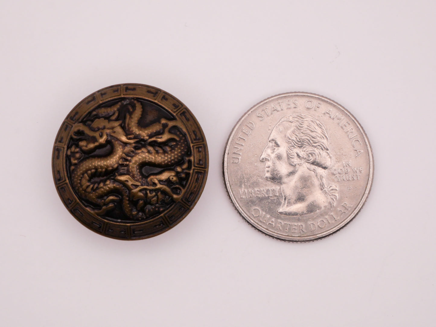 Dragon Asian Inspired Bronze Metal Button 25mm