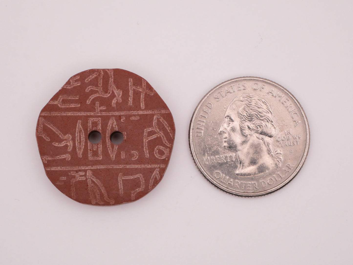 Hieroglyphs Hieroglyphic Egyptian Carved Clay Look Plastic Button 27mm