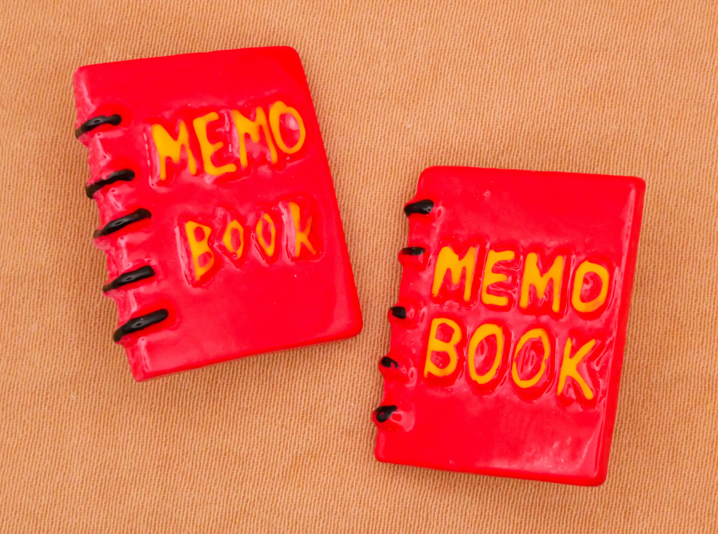 Memo Spiral Notebook Vintage Plastic Pair of Buttons 18x21mm