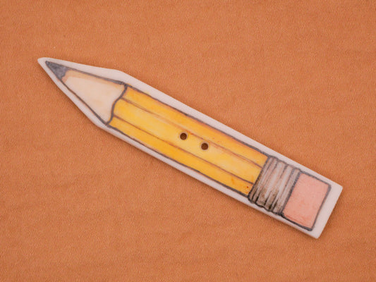 Pencil Hand-Painted Porcelain Ceramic Large Button 12x66mm