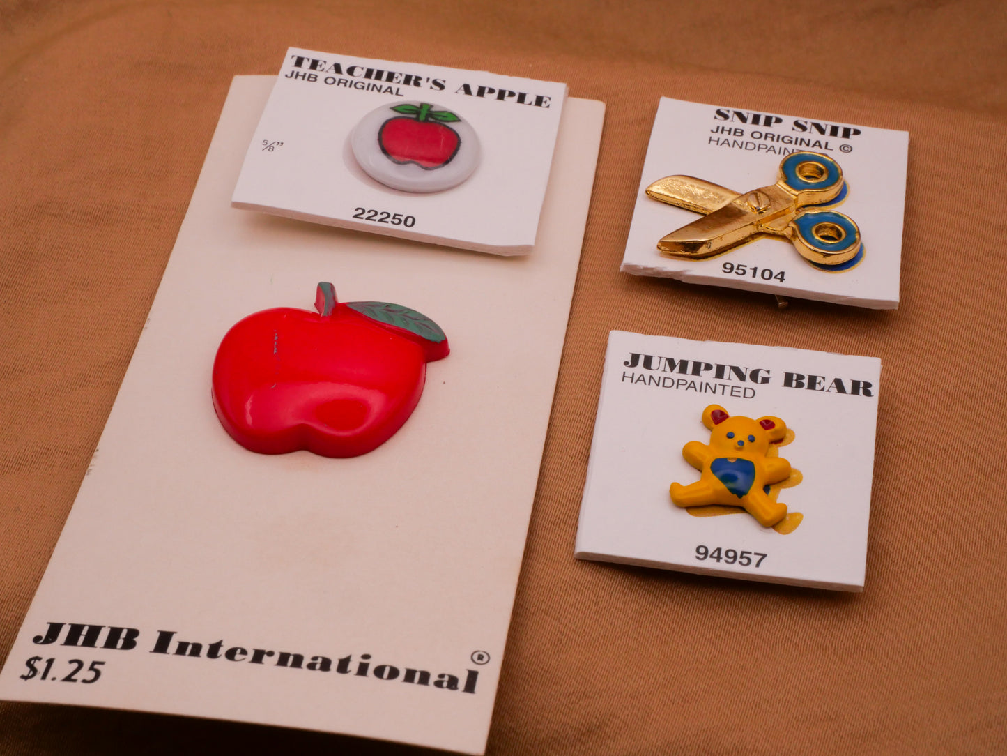 Apple Scissor Bear JHB Sample Carded Button Various 11-23mm