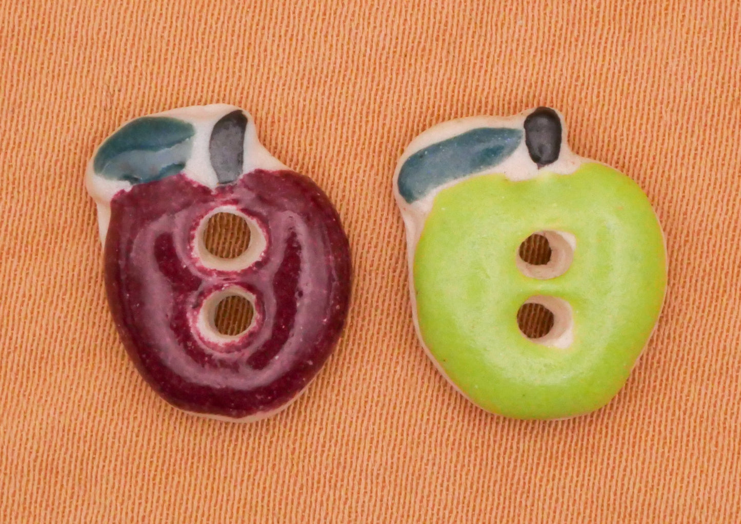 Apple Tiny Hand-Painted Ceramic Button Various 11x14mm