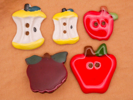 Apple Red Yellow Hand-Painted Ceramic Button Various 16-28mm